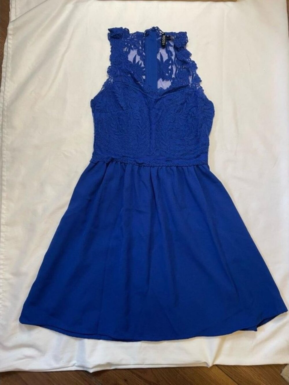 blue mini lace dress